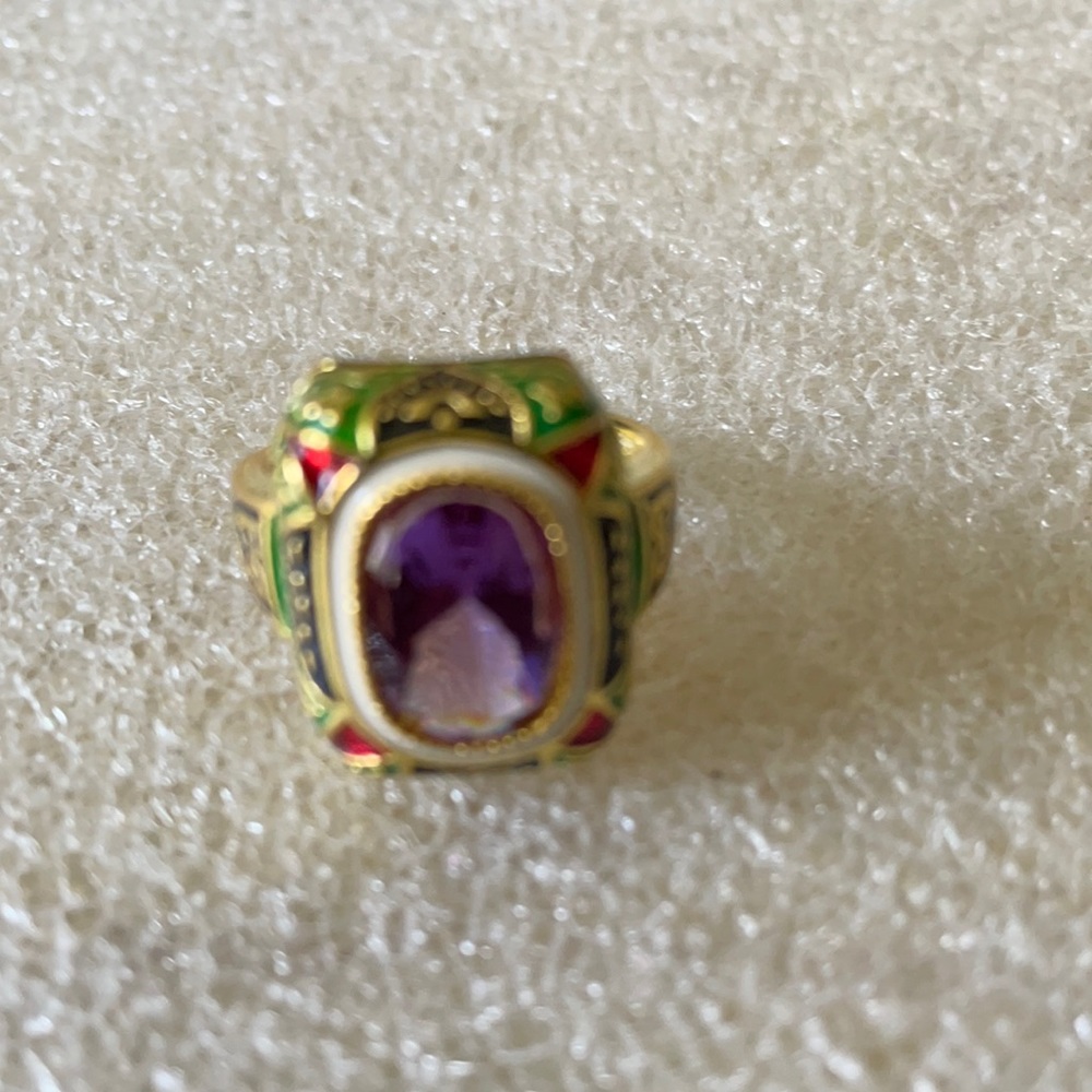 Enamel amethyst ring